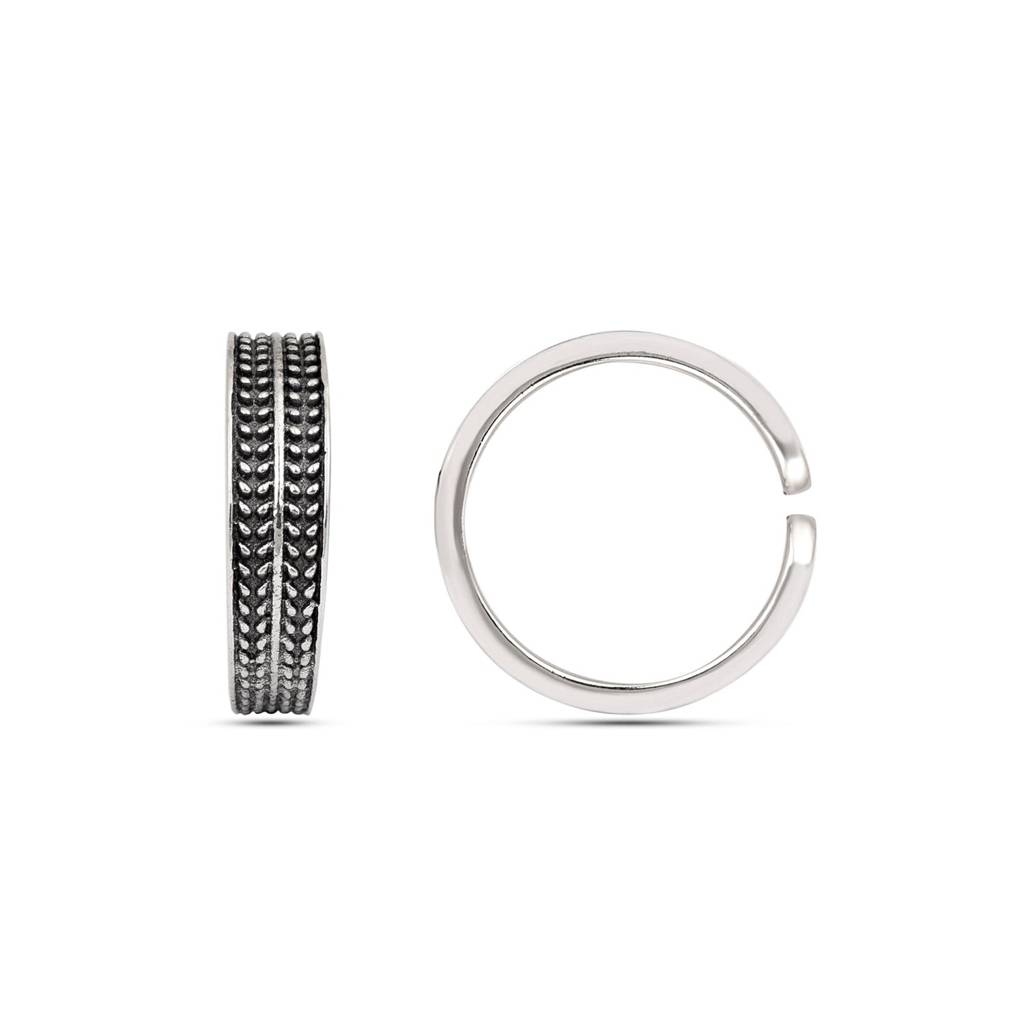 Oxidized Textured Toe Ring -Sterling Silver : TR00080