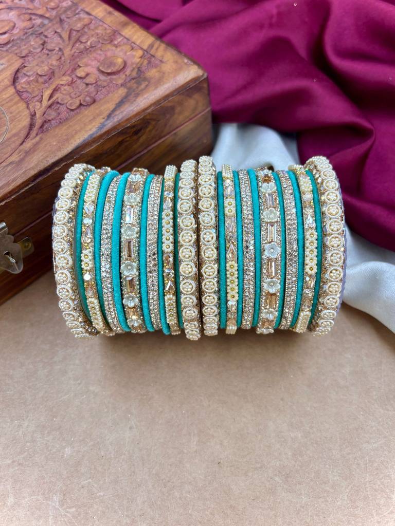 Velvet Bridal Bangles Set : HB-53-24-SANTRO