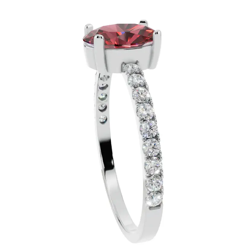 The Ruby Oval Pavé Semi Silver Ring : VRG10-R-SM-9-W