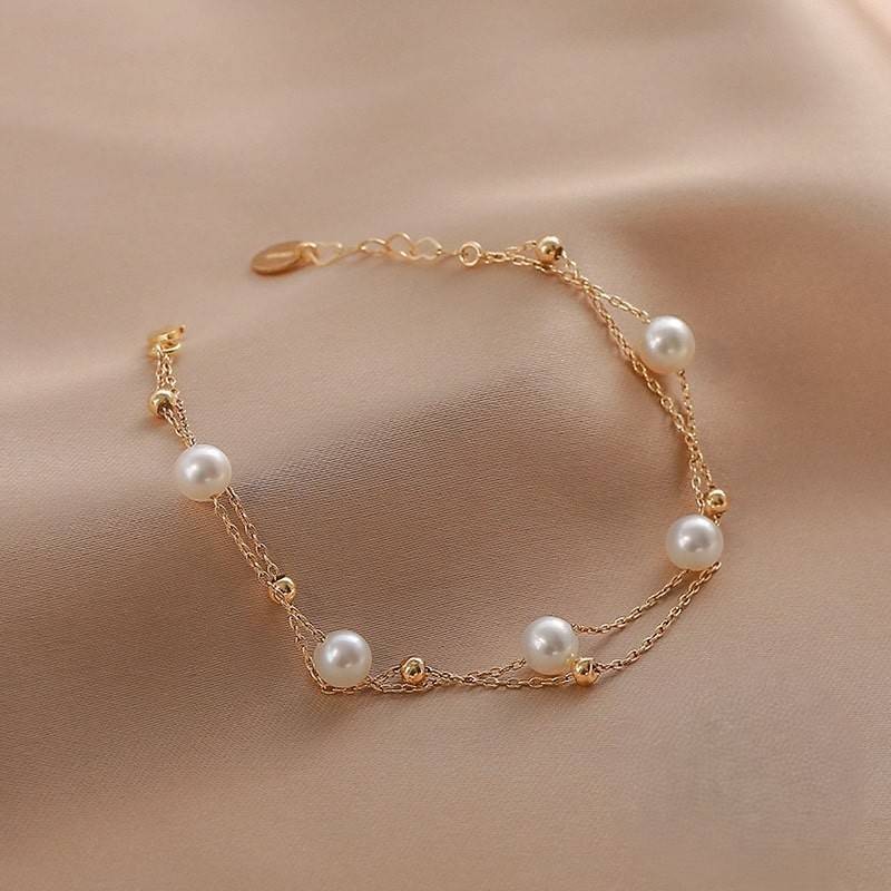 Pearl Drift Layered Bracelet : BS14970-G-WH