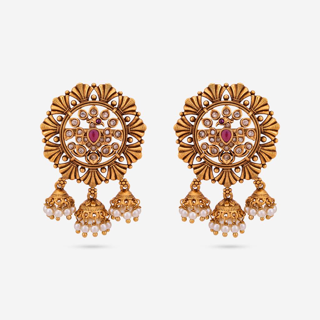 Ruby Gold - Plated Festive Antique Earring - 447557 : 447557