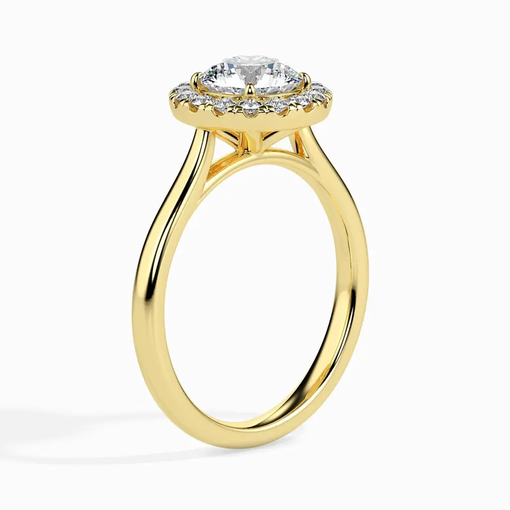 1 Carat Classic Solitaire Ring With Halo : 09kRoseZNR126F10