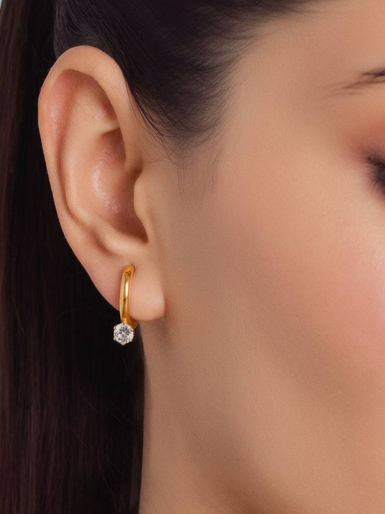 18K Gold Plated Celeste Drop Hoops Stainless Steel Waterproof & Anti-Tarnish : E96ASSS0G