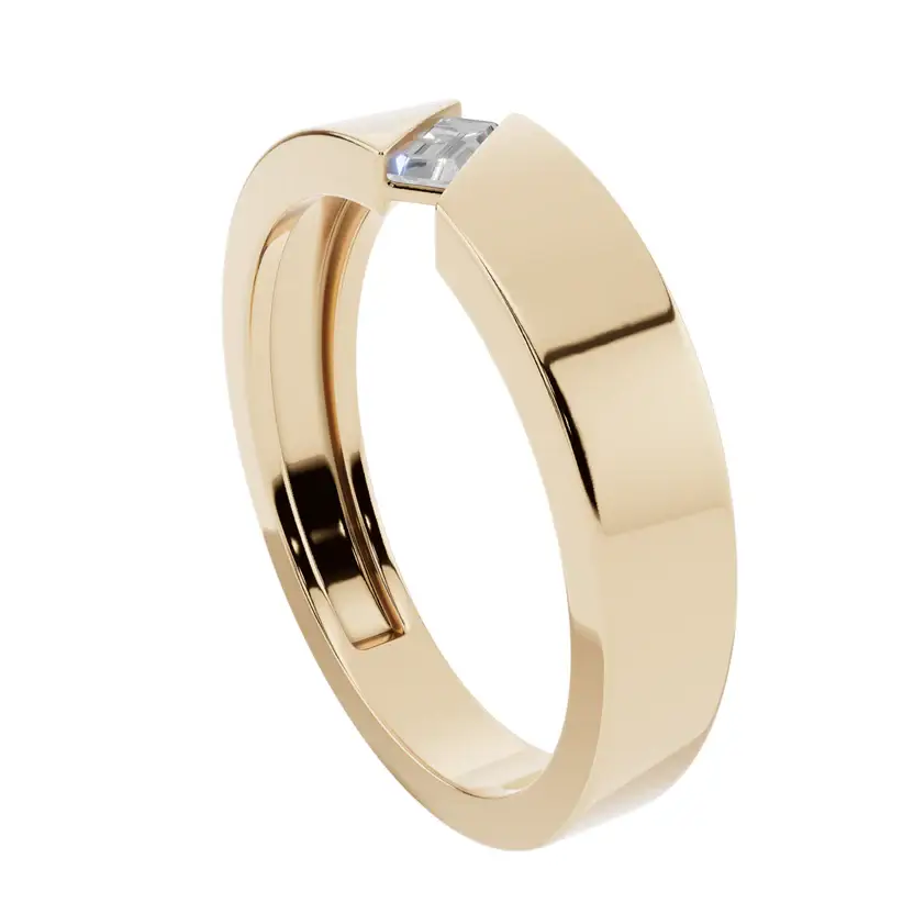 Modern Baguette Cut Men’S 925 Silver Ring : VMR13-G-16