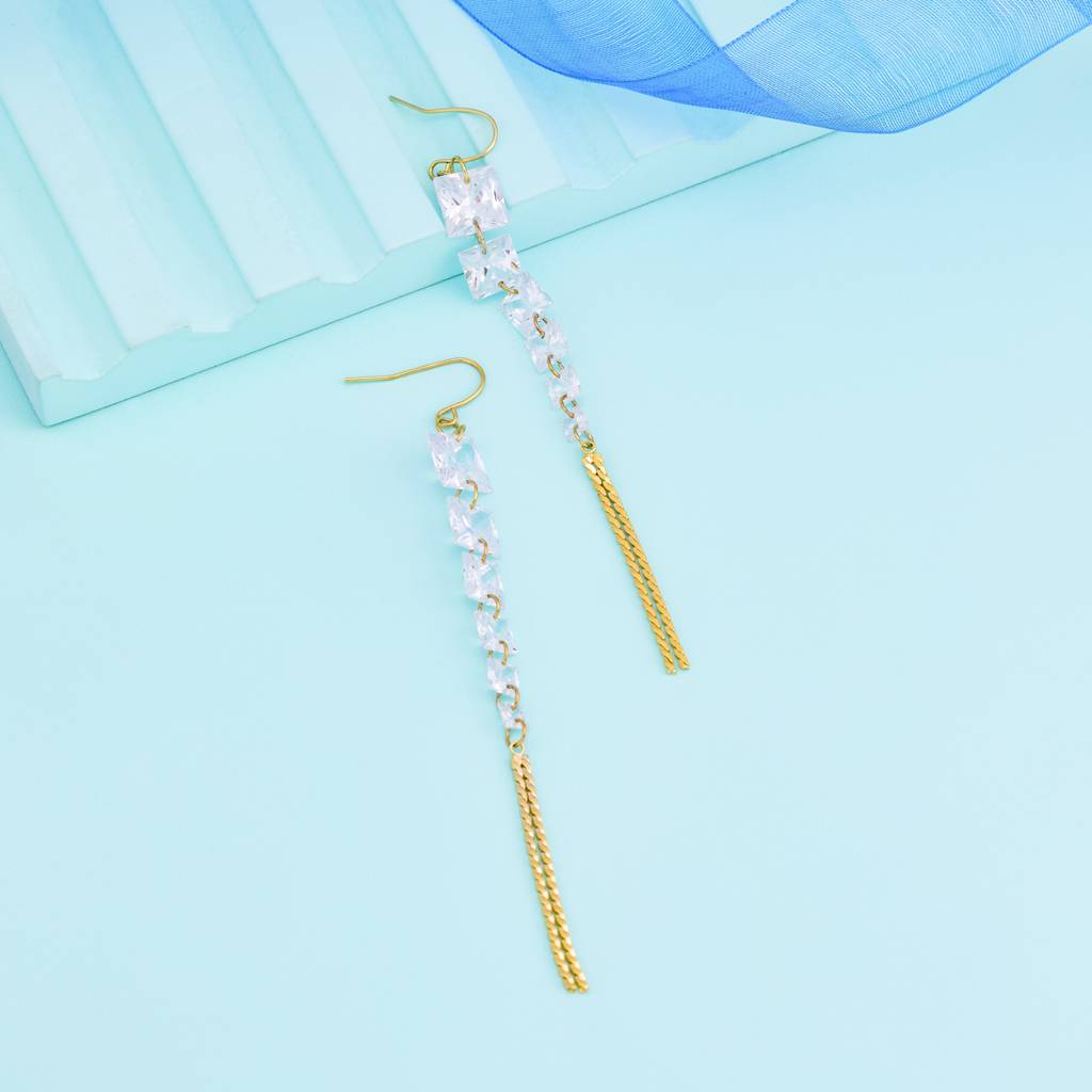 White Gold - Plated Casual Wear Trendy Zircon Earring - 460281 : 460281