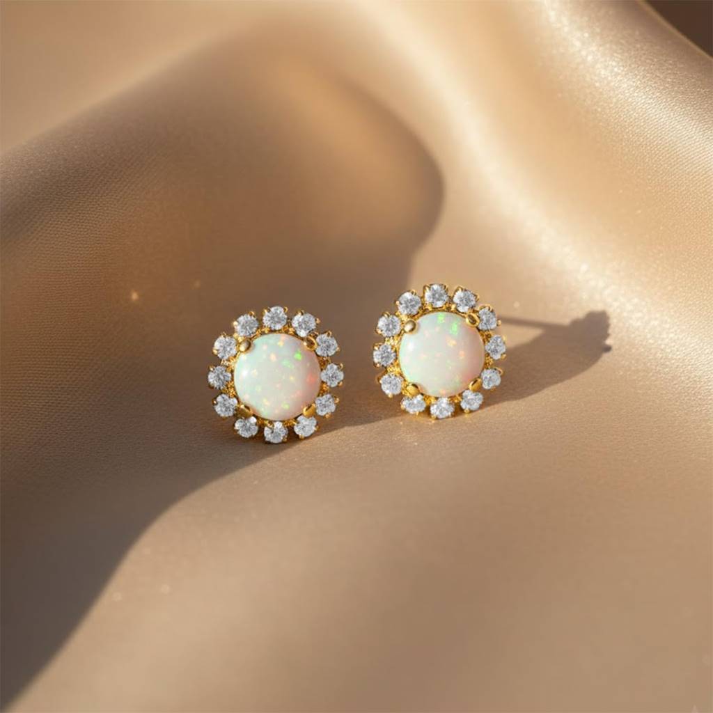 Gold Plated Cubic Zirconia Studded Fancy Stud Earrings Jewellery For Women & Girls : PX9E3075GW