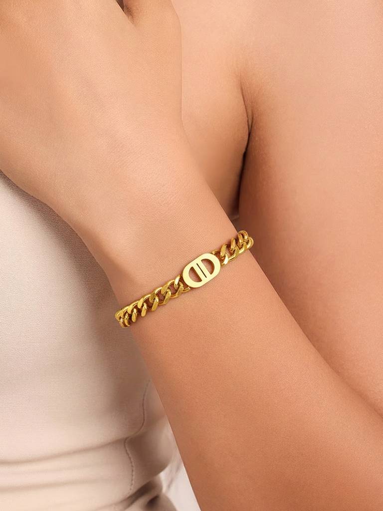Cuban Plate Bracelet Stainless Steel Waterproof & Anti-Tarnish : B65SJSS0G