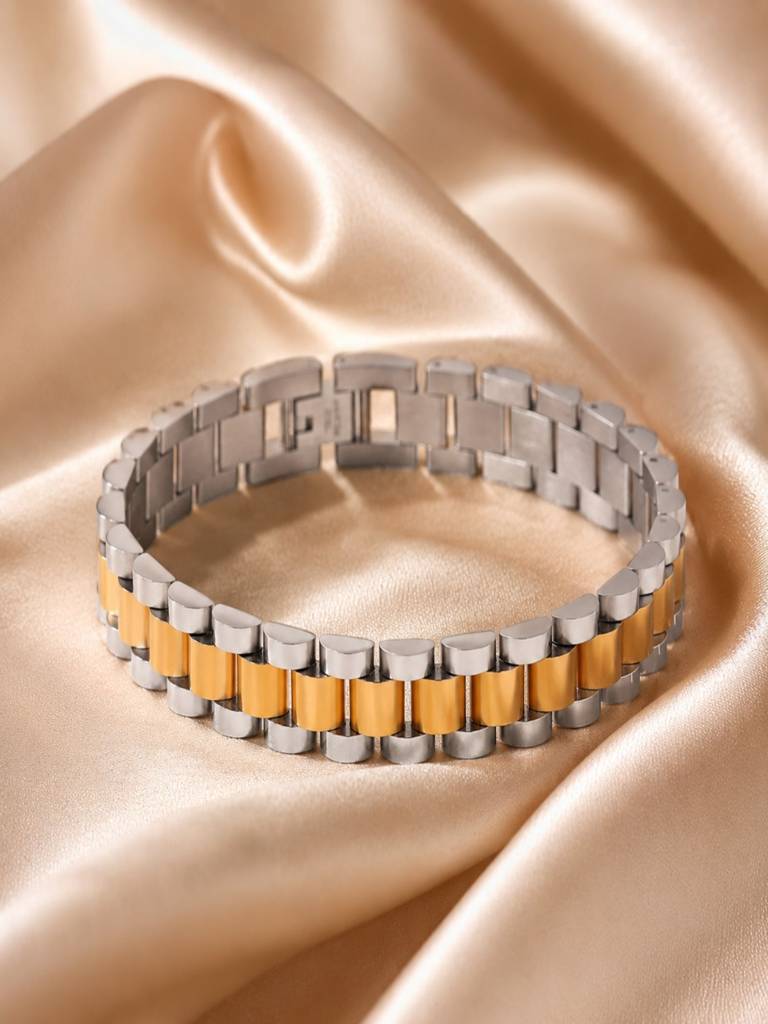 Wide Link Watch Strap Bracelet Waterproof Anti-Tarnish : AHC0925B0180GS_RE