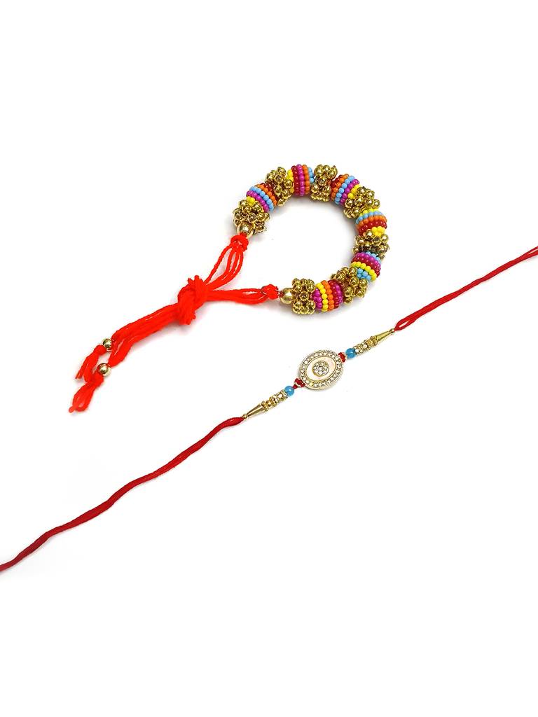 Beautiful Bhai Bhabhi Rakhi Set With Rudraksha Design – Lumba Rakhi For Brother & Bhabhi | Raksha Bandhan Gift – For  : BBH415