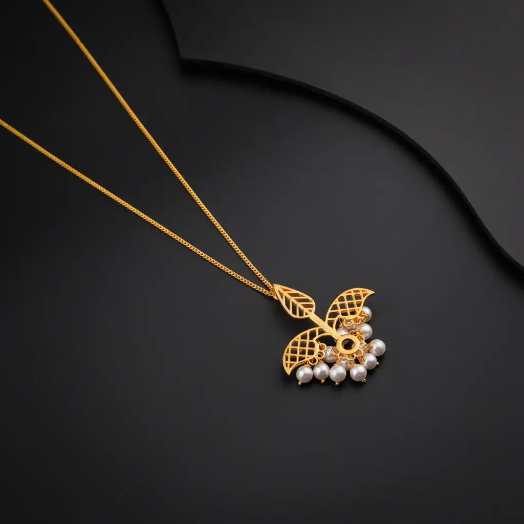 Silver Leaf Filigree Necklace |  92.5 Silver | 22K Gold Plated : 34364823