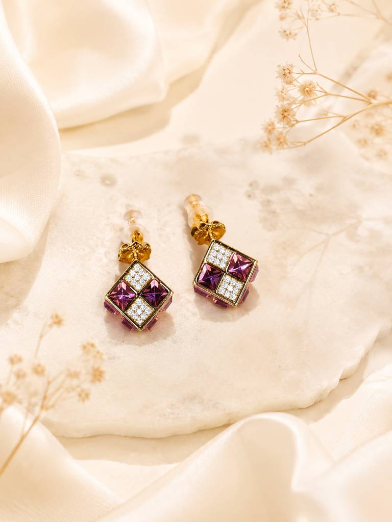 Gold Plated Cubic Crystal Earrings : AN-LJ-MA-0133-DE