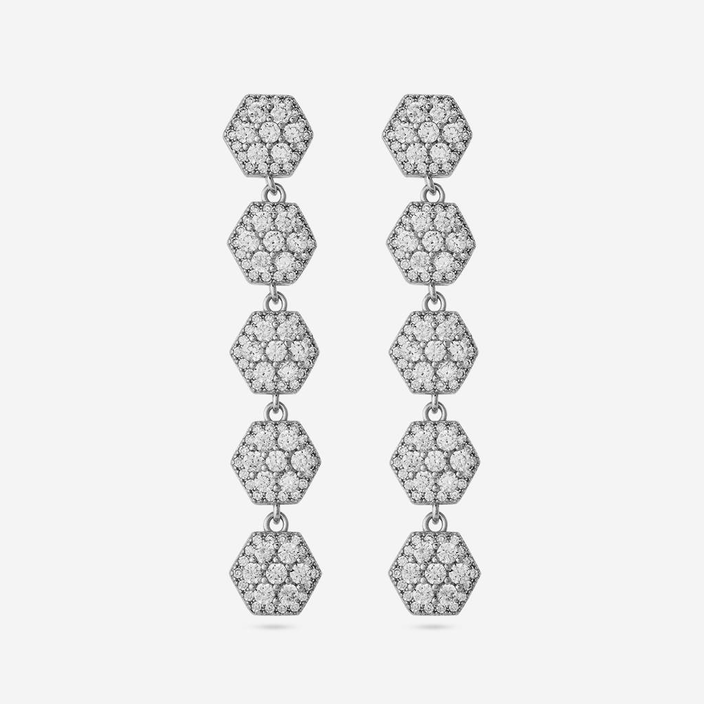 White - Plated Casual Wear Trendy Zircon Earring - 466902 : 466903
