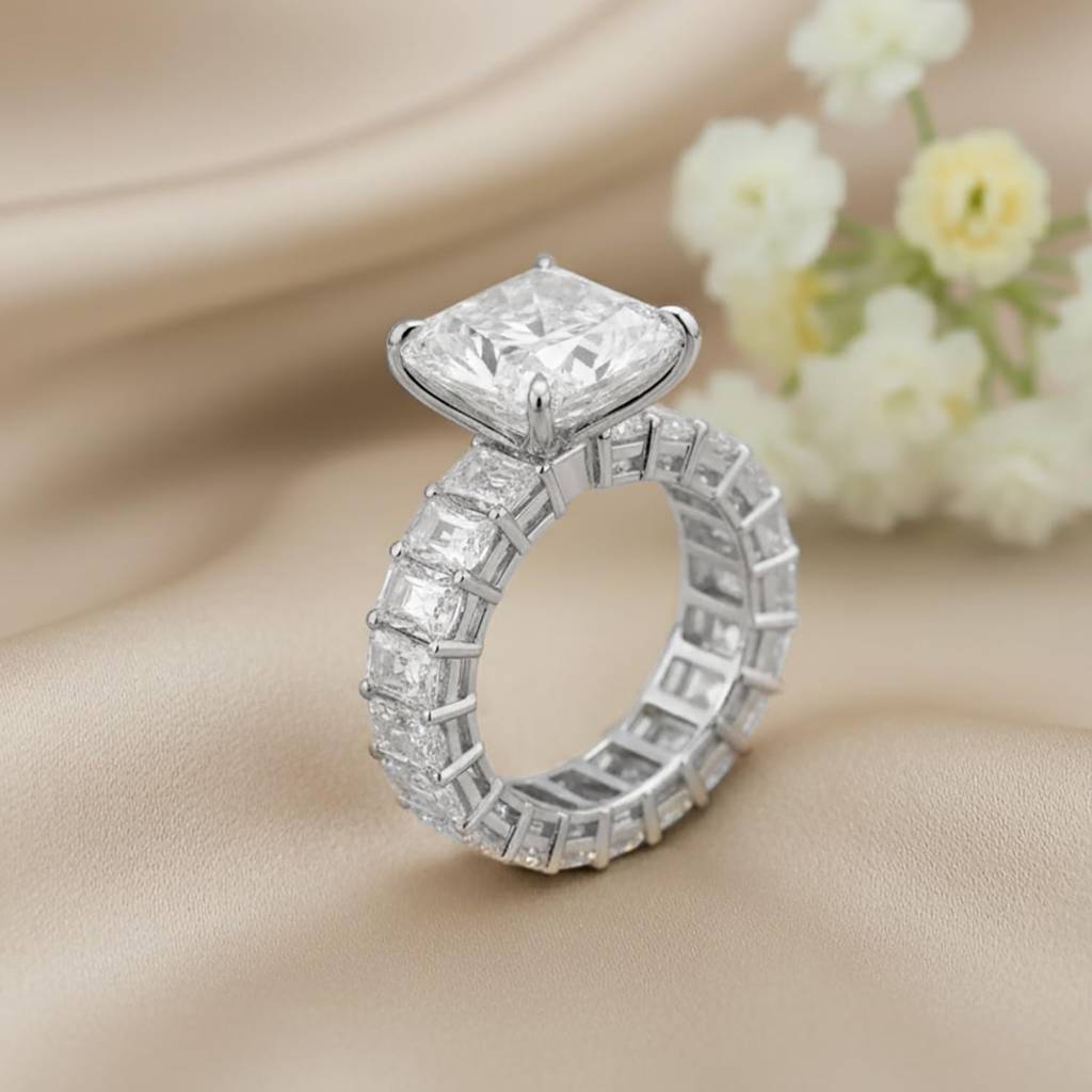 Silver Plated Crystal Studded Solitaire Finger Ring Fancy Jewellery For Women & Girls (Size- Us 7) : PX9R3040-7