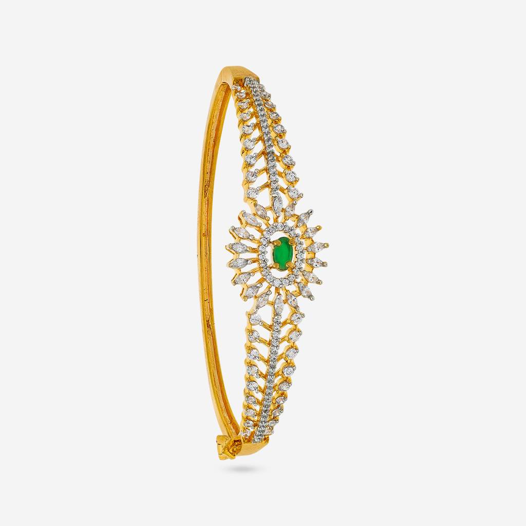 Rhodium-Gold - Plated Party Wear Zircon Kada - 452757 : 452758