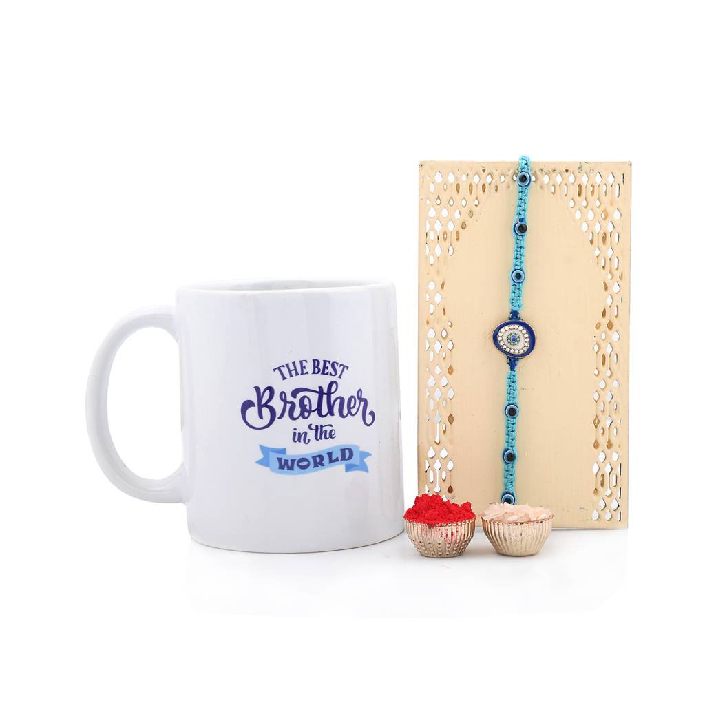 Evil Eye Rakhi And Mug Gift Combo For Brother This Raksha Bandhan : 8905124540727_1