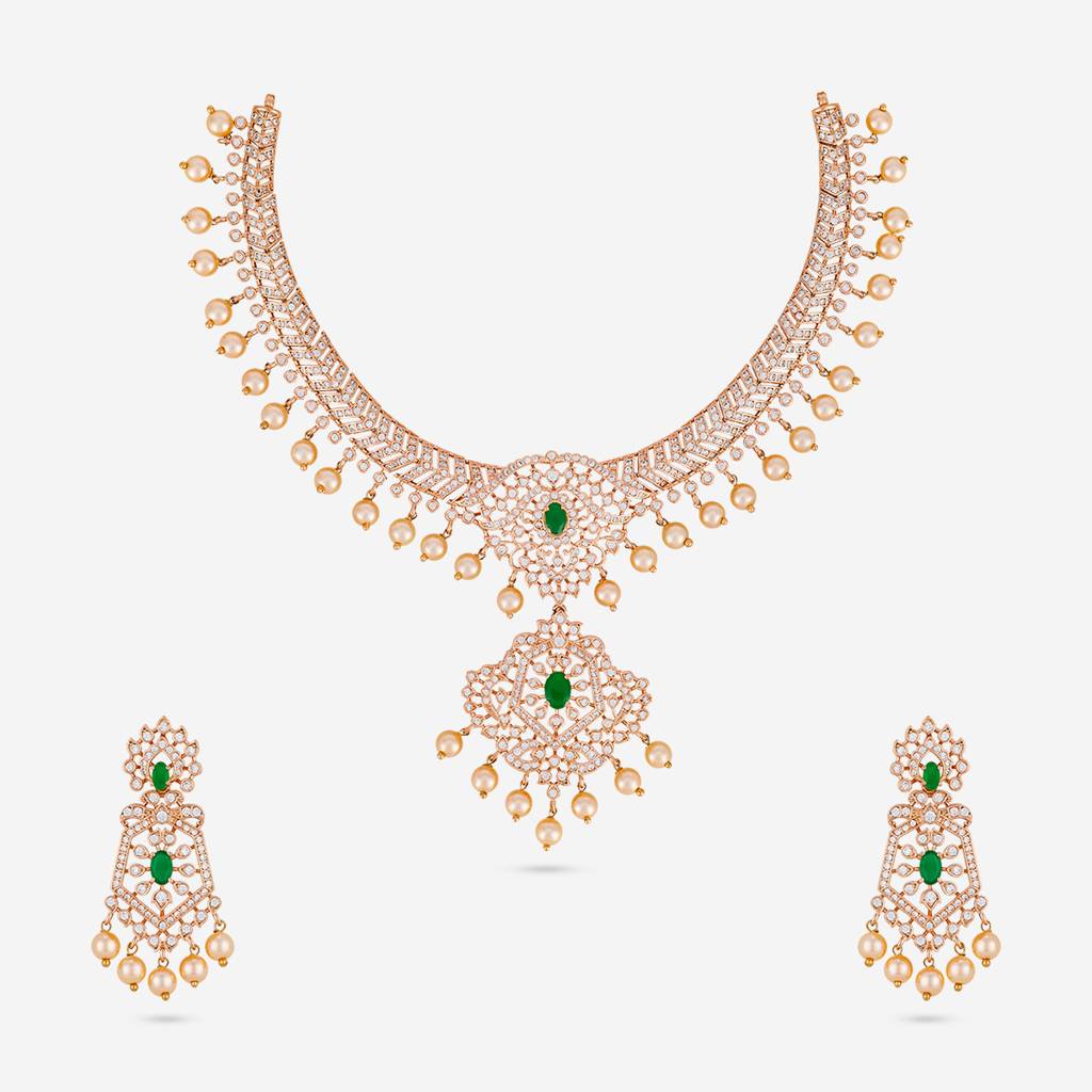 Rose Gold - Plated Bridesmaid Zircon Necklace - 464957 : 464957