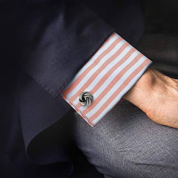 Black 316L Stainless Steel Knot Shape Exclusive Collection Classic Cufflinks For Men Formal Business Accessories Gift : PX9CL143