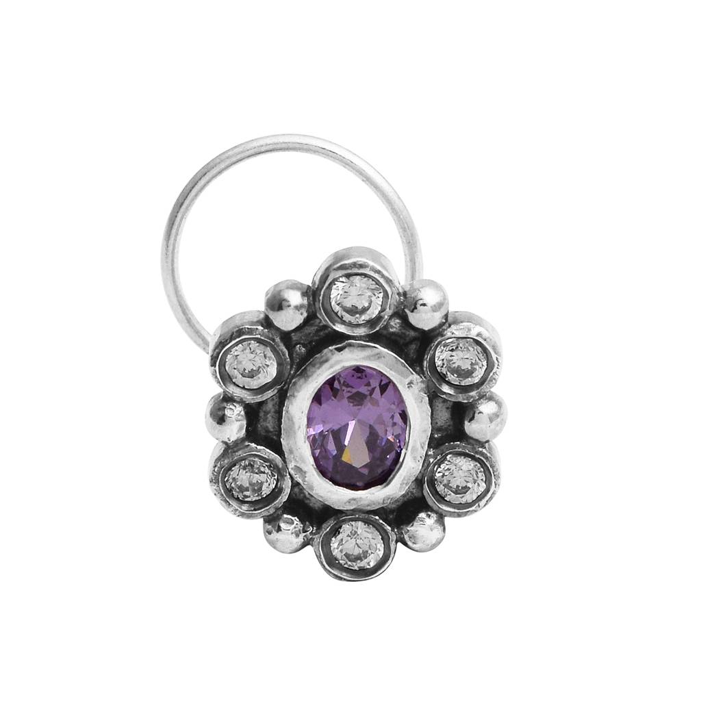 Gemstone Nose Pin 925 Sterling Silver : NP00150-2