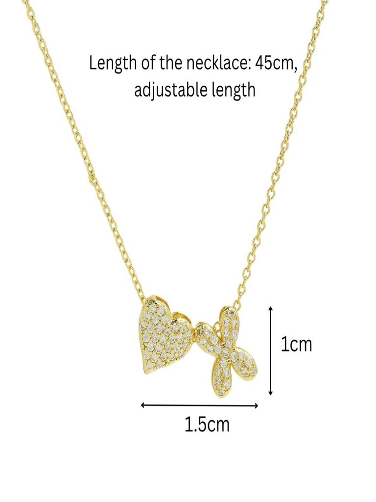 Reversible Initial Letter & Heart With Zircons Gold Plated Antitarnish Pendant : ABY0226P201GX