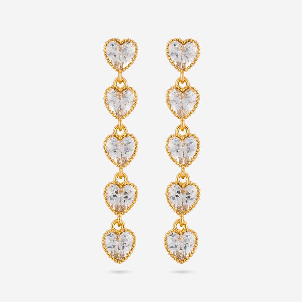 White - Plated Casual Wear Trendy Zircon Earring - 466899 : 466899
