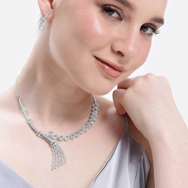 Luxury Cz Tassel Necklace Set For Women|Occasion Wear : AD-892-IRWENKER