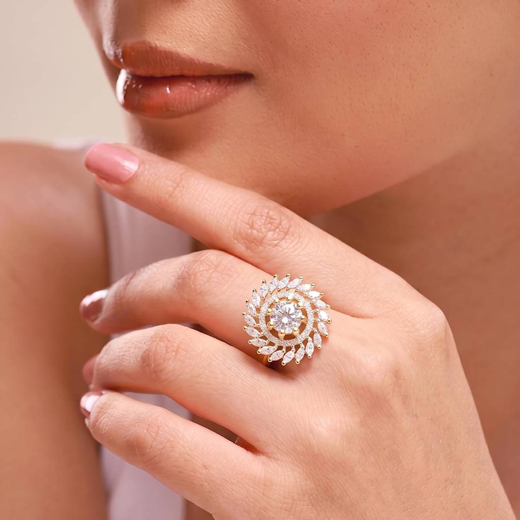 Ethnic Rani Gold Plated Adjustable Fancy Finger Ring For Women : PF04R14GW