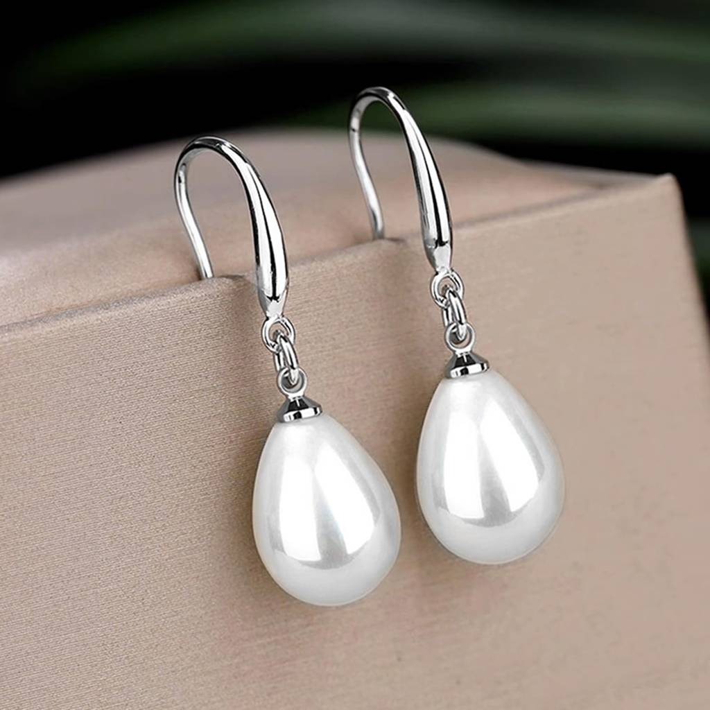 Silver Plated Pearl Studded Drop Earrings Fancy Jewellery Gift For Women & Girls : PX9E3097SW