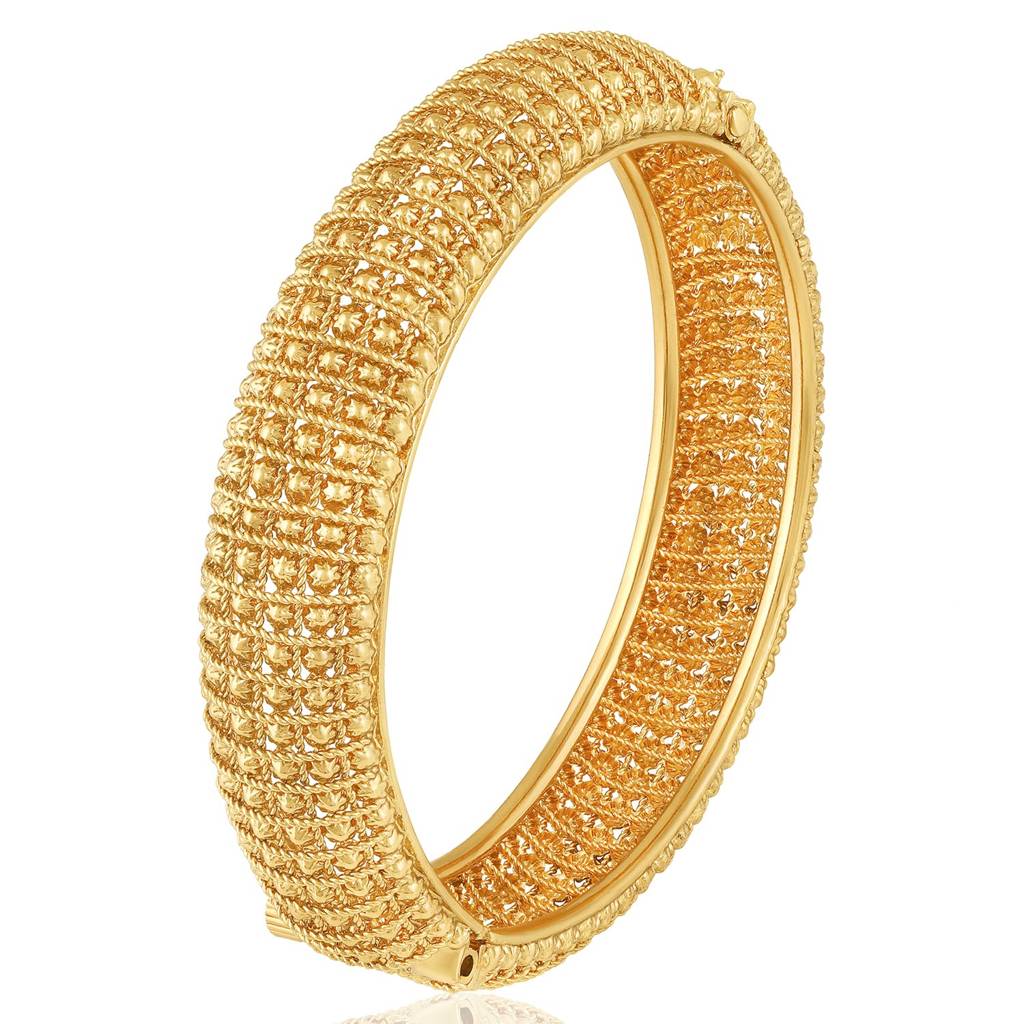 Gold Plated Thick Ethnic 2.6 Inch Bangle Openable Kada Jewellery Gift For Women (1 Pc.) : PF74B98-S1-6