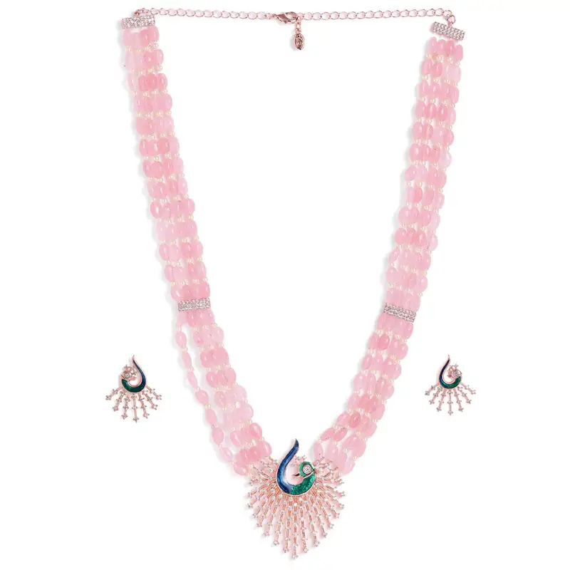 Morbagh Imperial Ruby Cz Bead Heritage Necklace Set | Reception Glam : AD-942-RGMP-NKER