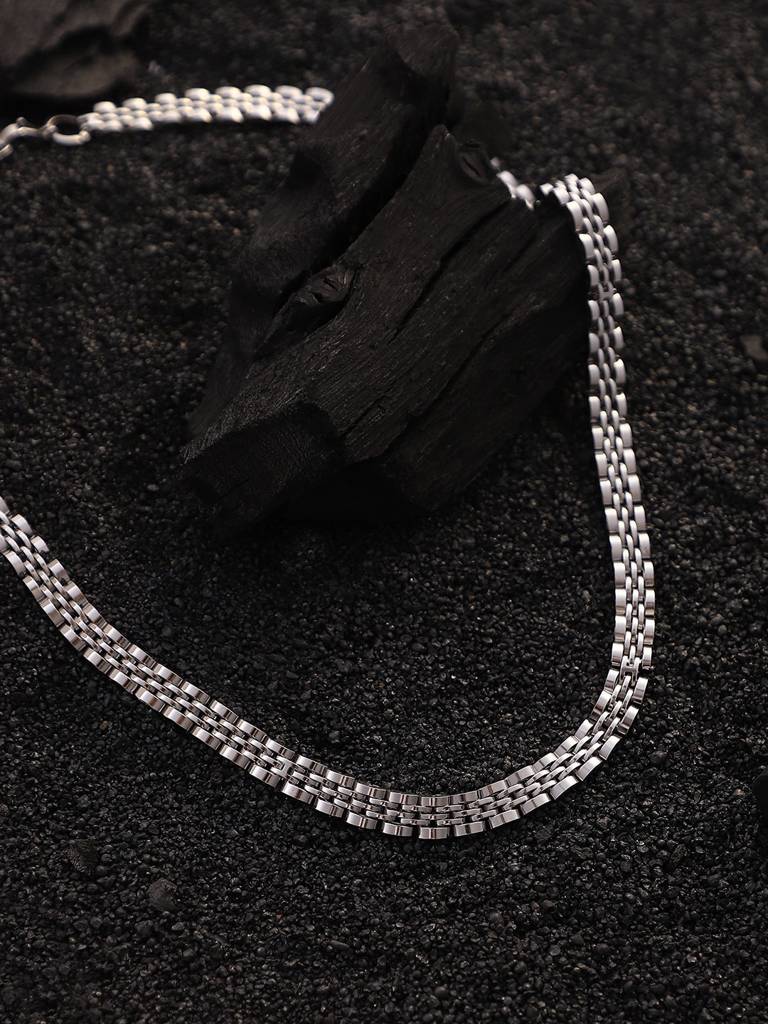 Men'S The Five-H-Link Chain Necklace - Metallic Silver : FANC1317