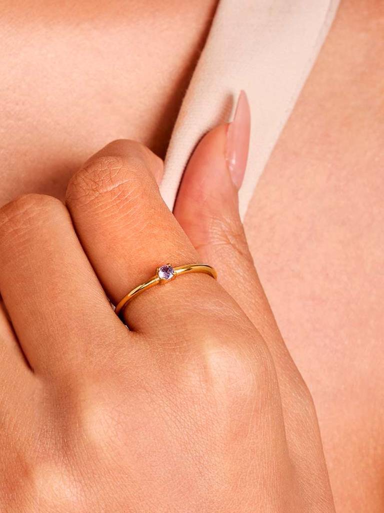 18K Gold Plated Golden Blush Ring Stainless Steel Waterproof & Anti-Tarnish(Size-7) : R44ASSS7G