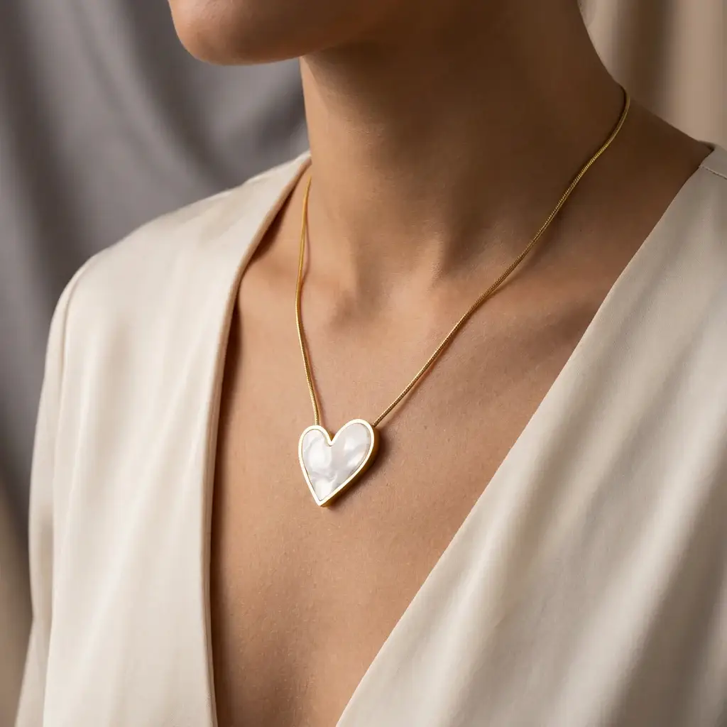 Seraphine Pearl Heart Necklace : PST204