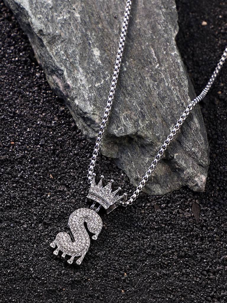 Men'S The Drip Alphabet Pendant Necklace - Metallic Silver : FANC1096-S
