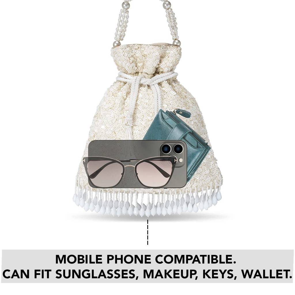 Potli Bags For Women Evening Bag Clutch Ethnic Bride Purse With Drawstring (P15Crm) : P15W