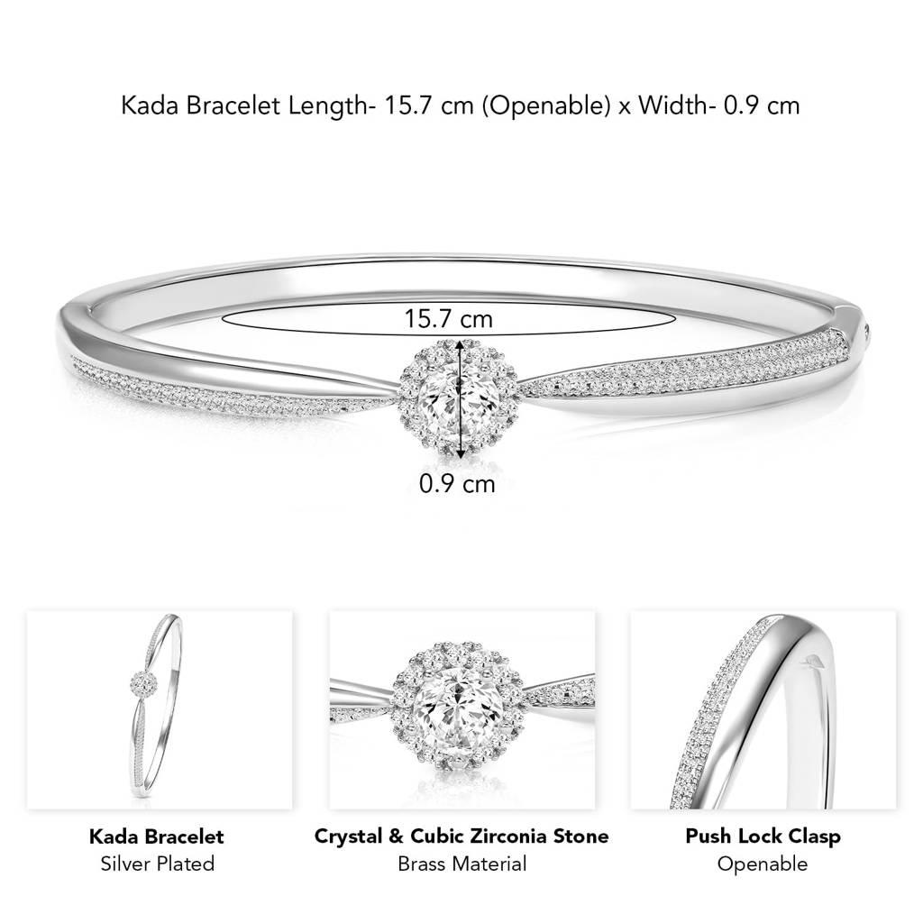 Crystal & Cz Studded Fancy Kada Bracelet Fashion Jewellery Gift For Women : PF68K205S