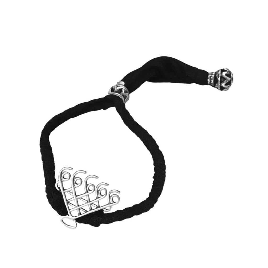 Silver Saraswati Bracelet For Men / Women  : Silver_Saraswati_Bracelet_for_Men_Women_with_Black_Thread_Motif_size_Small_July25