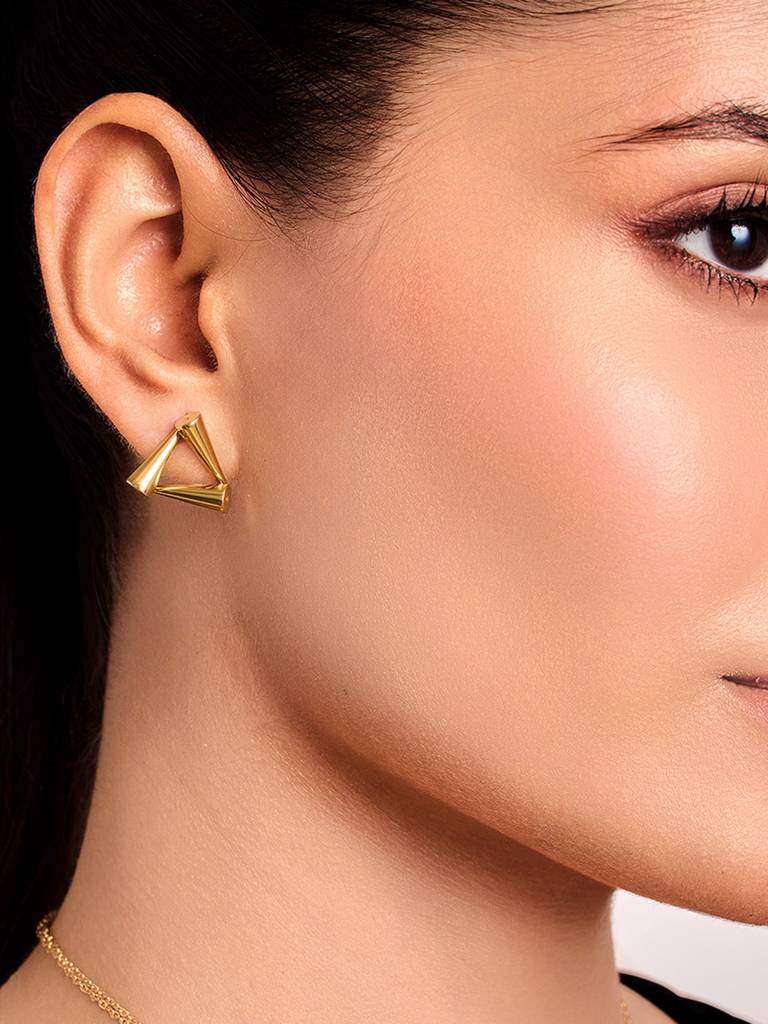18K Gold Plated Golden Edge Studs Stainless Steel Waterproof & Anti-Tarnish : E42ASSS0G