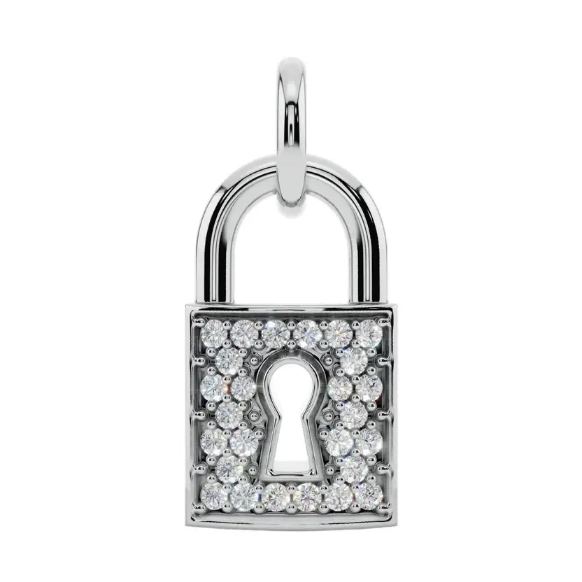 The Keepsake Lock Semi Silver Pendant Necklace : LOCK-SM-C-W