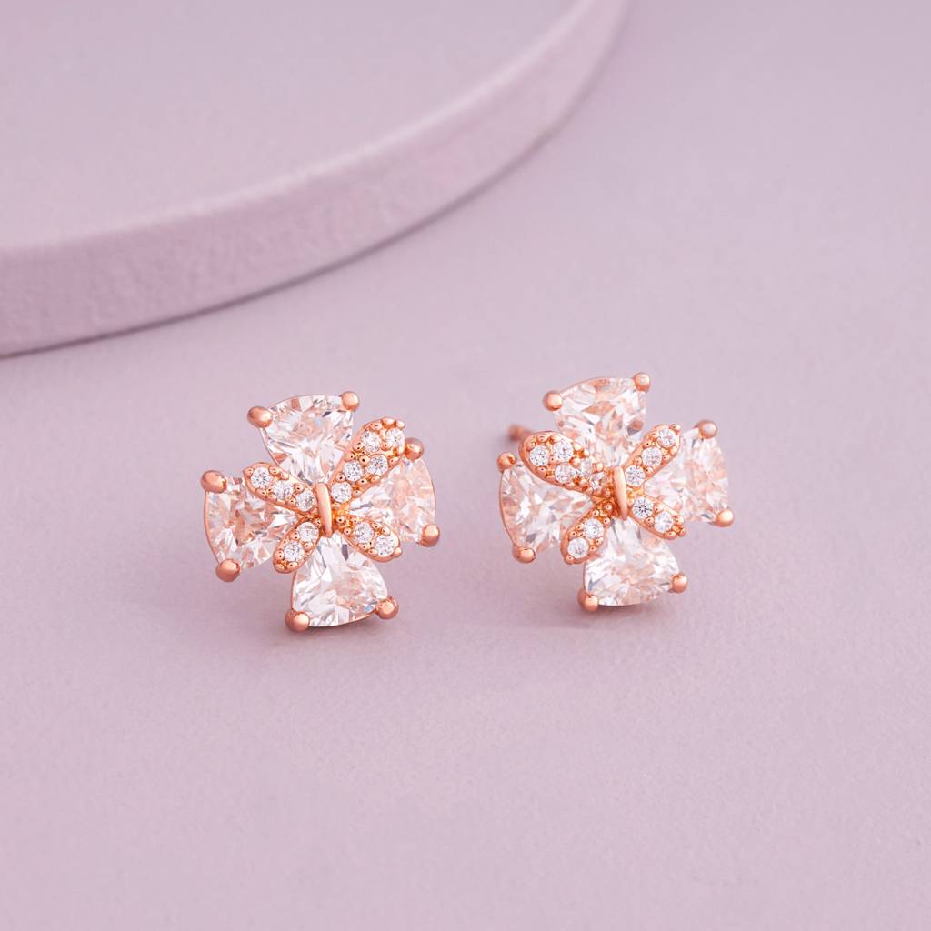 White - Plated Casual Wear Trendy Zircon Earring - 466994 : 466996