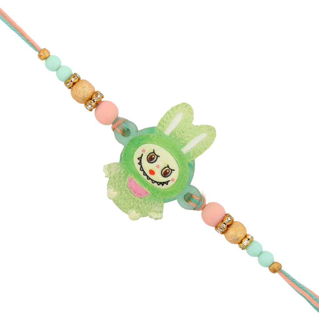 Eternz Certified Jewellery - Voylla Labubu Green Pack Of 1 Kids Rakhi For Brother (30 Inches)