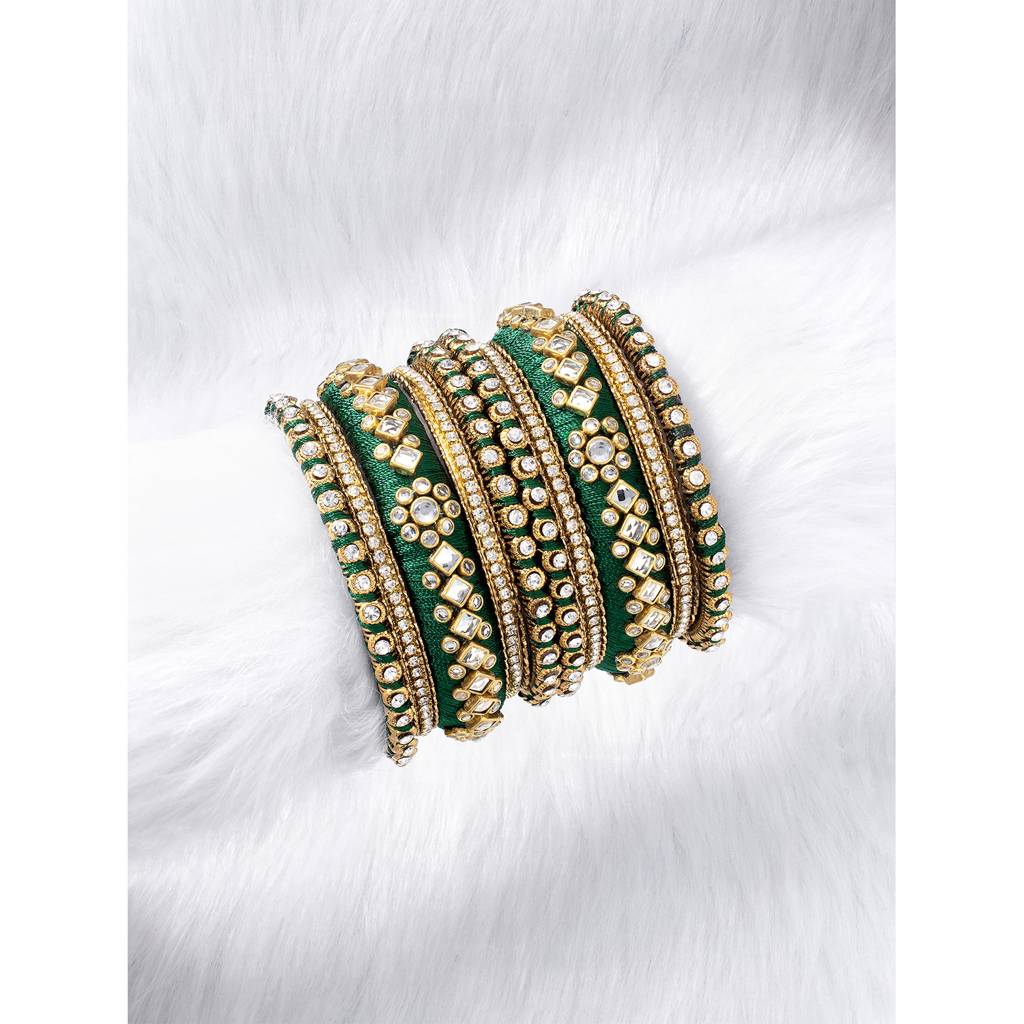 Peora Velvet Matching Fancy Silk Thread Chuda Bangle Set Navratri Gift For Women : PF51B46DGW