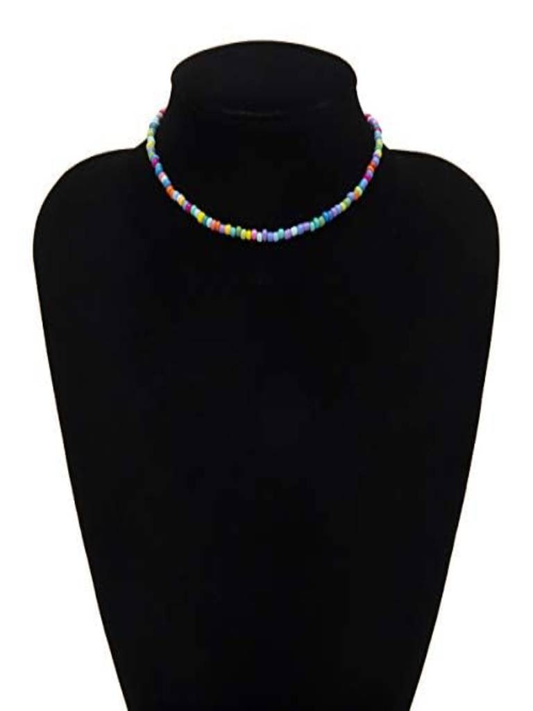 Bohemian Style Multicolor Beads Beaded Choker Necklace : ASX0722N2503MC