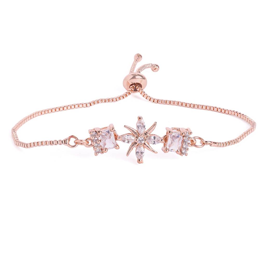 Cz Star Bracelet | Adjustable Chain | Minimal Luxe Style : AD-207-RGWE-BR