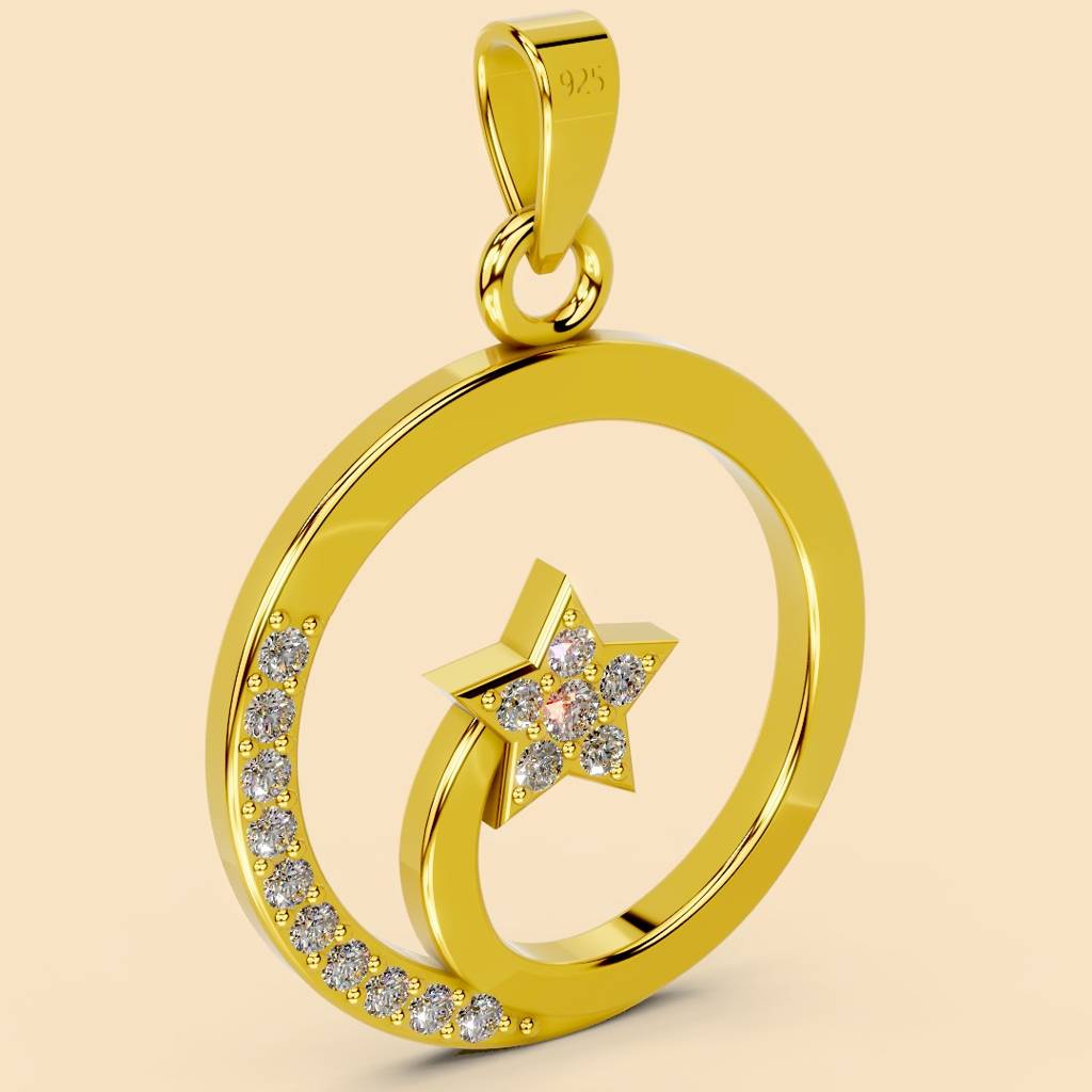 22K Gold Vermeil |Shyne Pendant (Without Chain)| Pure 925 Sterling Silver With The Thickest Gold Layer : TSPN-SHY-22K-13058