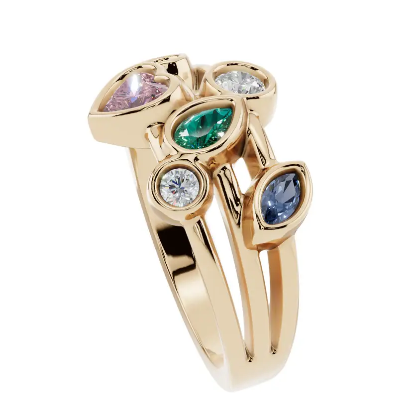 The Kaleidoscope Cluster Pure Silver Ring : VRG03-SL-9-G