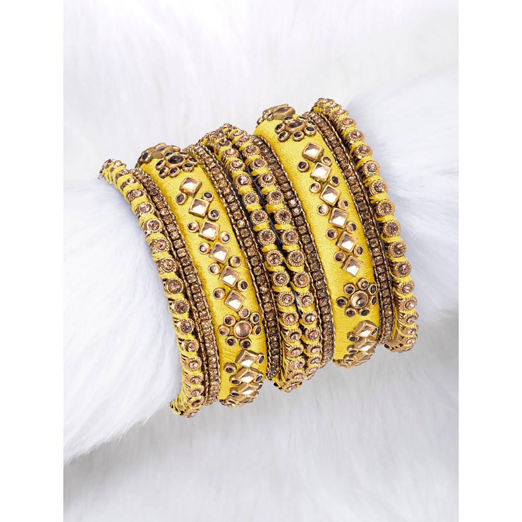 Peora Velvet Matching Fancy Silk Thread Chuda Bangle Set Navratri Gift For Women : PF51B46Y