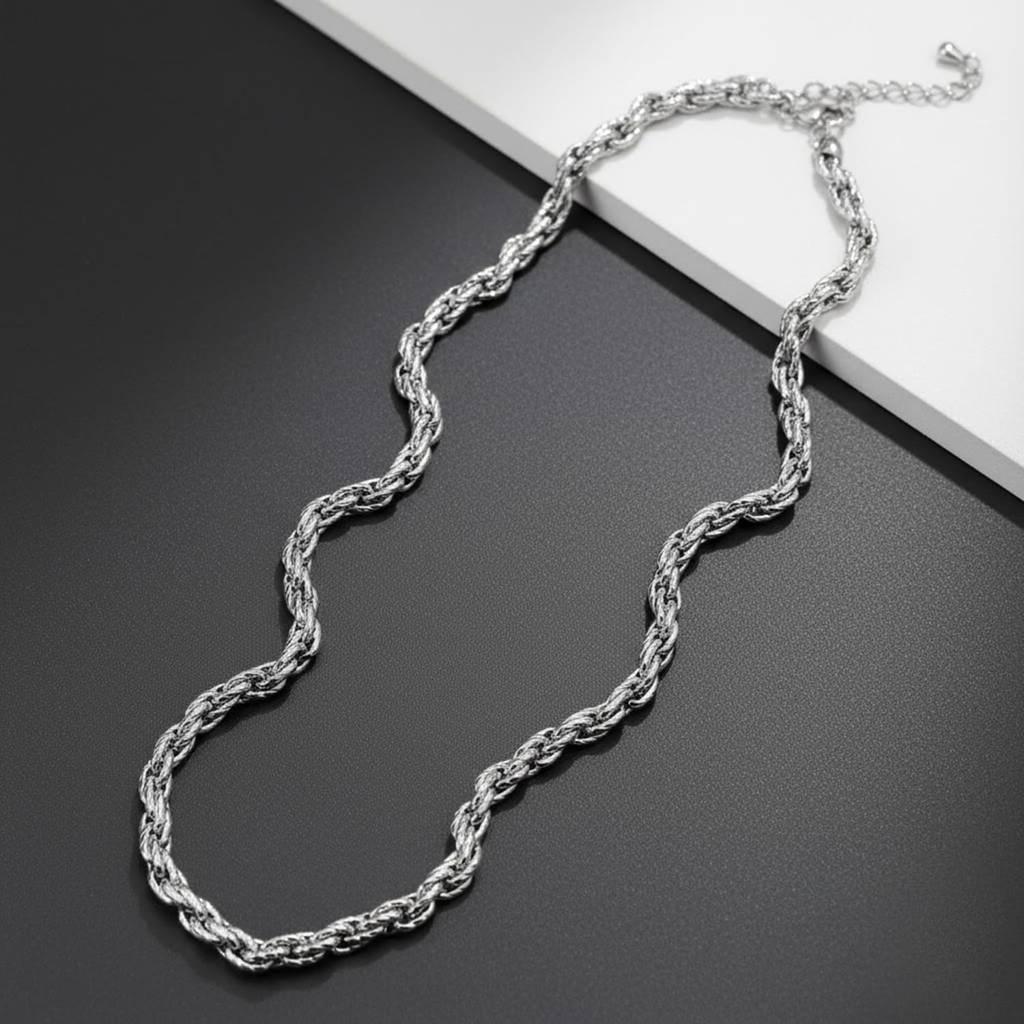Silver Plated Stainless Steel Cable Chain Necklace Jewellery Gift For Men & Boys : PX9CH118S