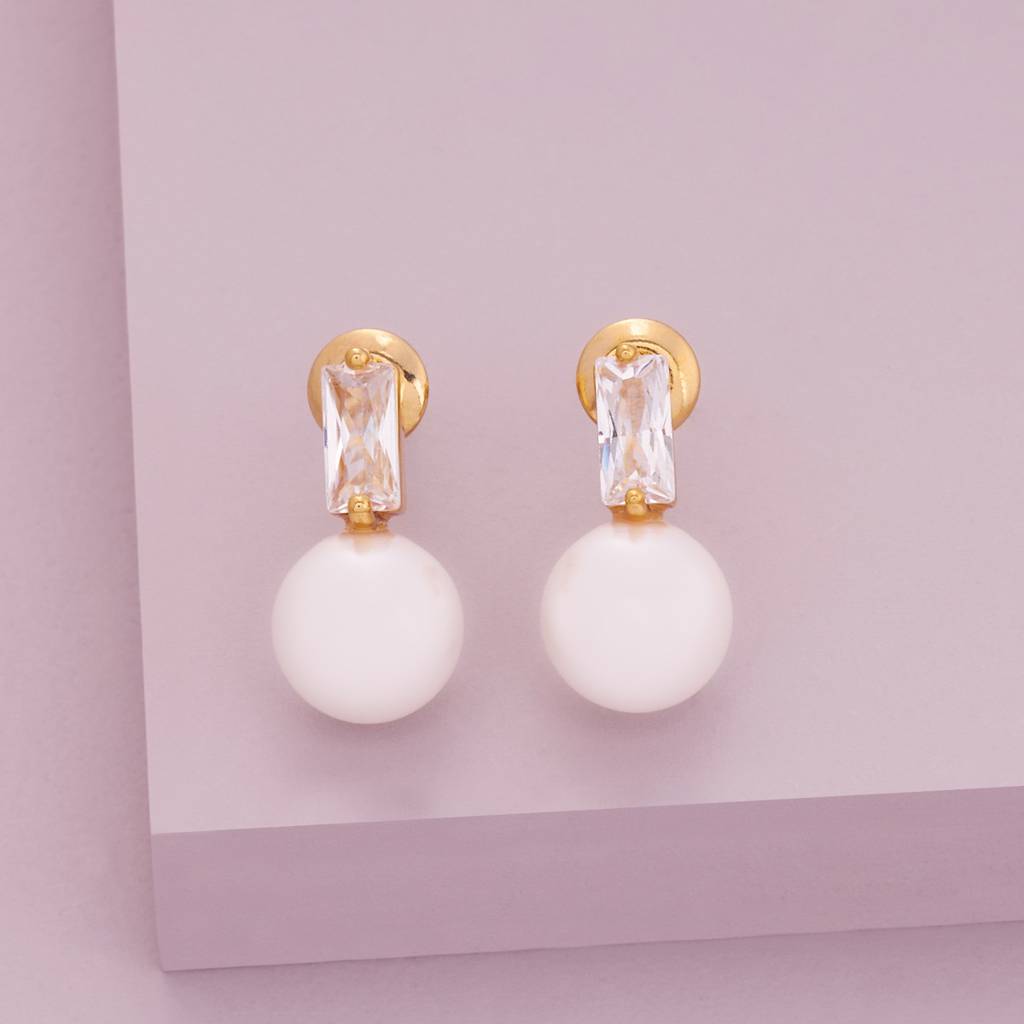 Pearl Gold - Plated Casual Wear Trendy Zircon Earring - 464679 : 464679