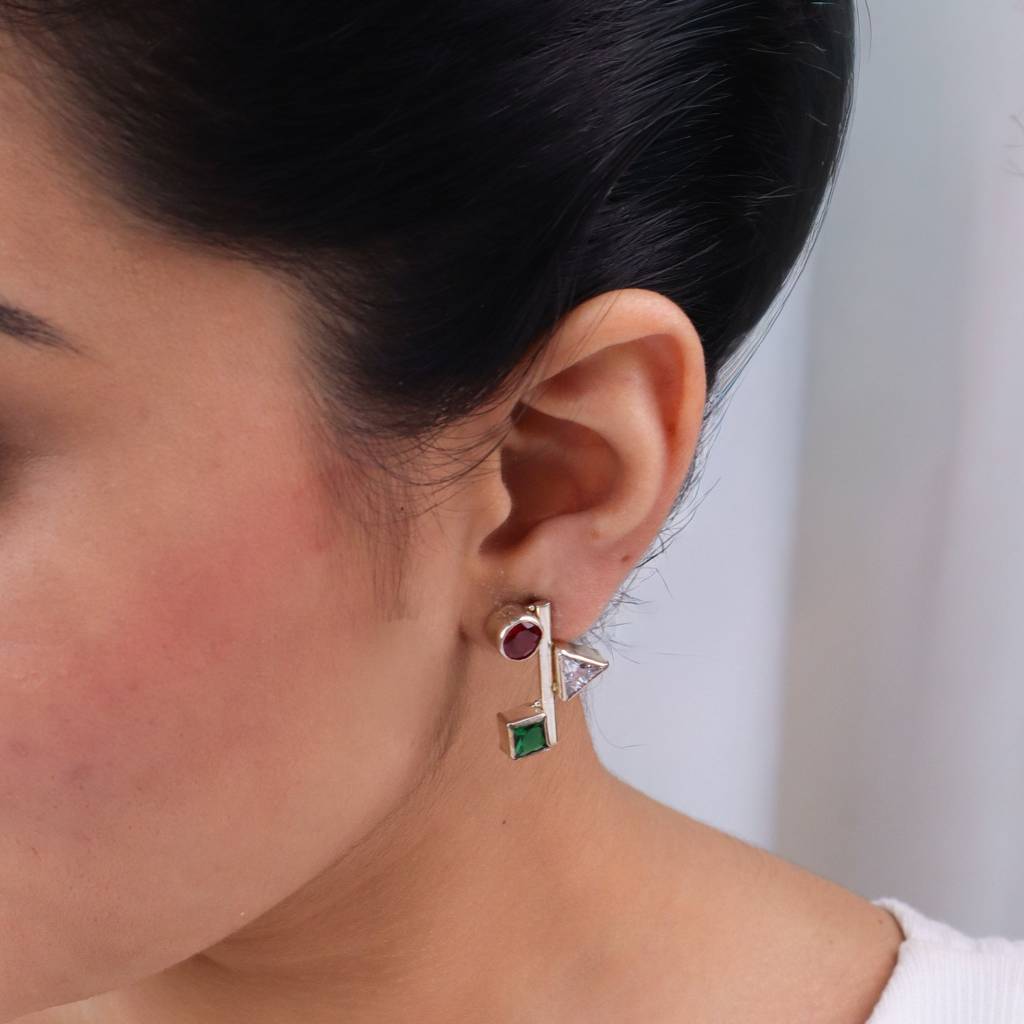 Geometric Earring  | Cz | 92.5 Silver : 93690775
