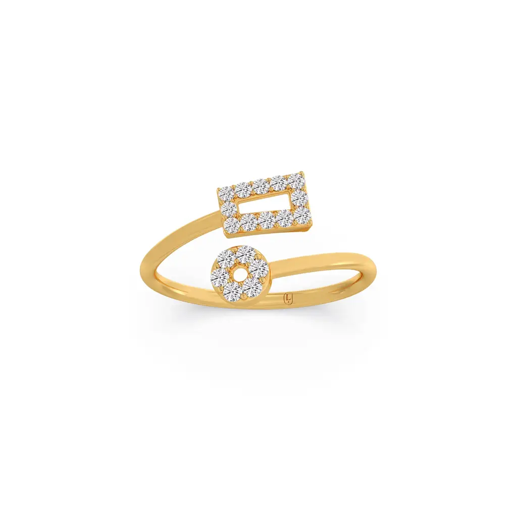 The Rectangle And Circle Diamond Ring : LJ-R00876-09YGLGD-10